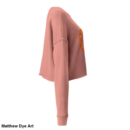 Salmon-colored cropped sweatshirt for fall fashion, featuring the Bat Baby design