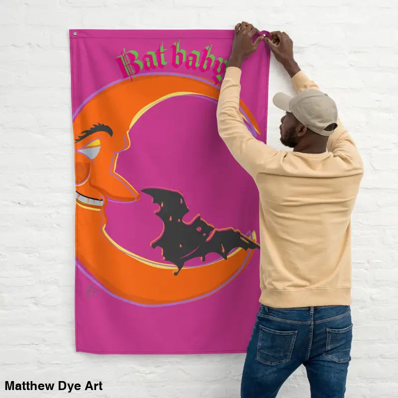 Halloween-themed Bat Baby flag enhancing your Halloween Haven with whimsical charm