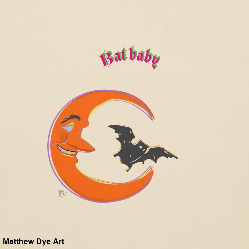 Halloween-themed moon and bat graphic on Bat Baby unisex sweatshirt for cozy spooky vibes