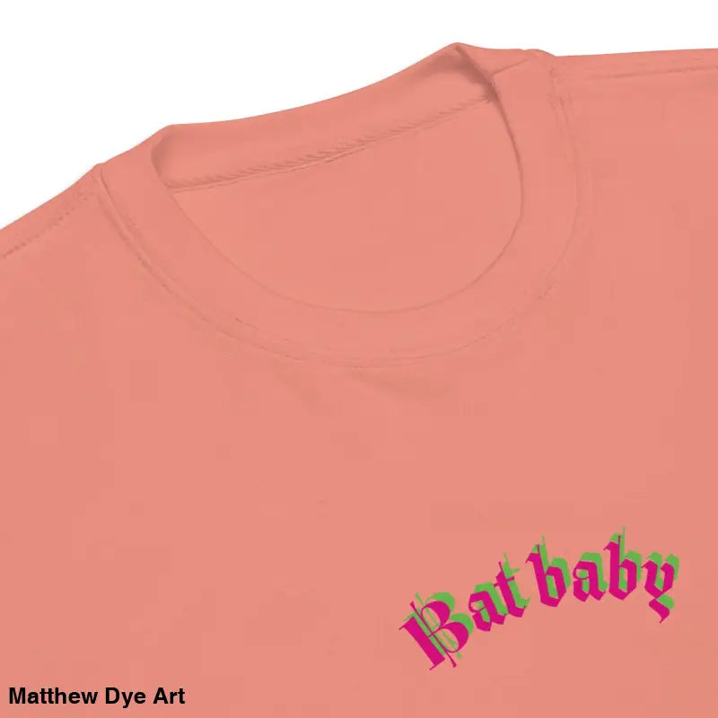 Peach unisex sweatshirt featuring Bat Baby text for Halloween cozy vibes