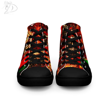 High-top canvas shoes featuring a red and black floral pattern, perfect for Trick R Treat