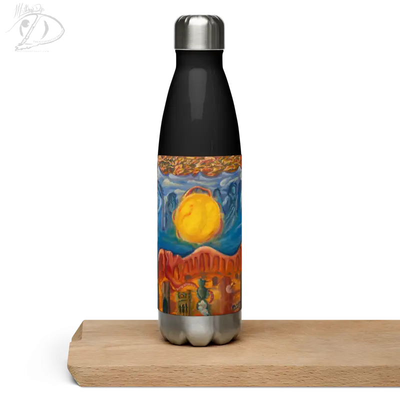 Stainless steel tumbler featuring colorful desert landscape art for above and below cosmic themes