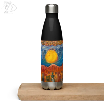 Colorful desert landscape on a stainless steel tumbler by Matthew Dye Art, evoking cosmic serenity