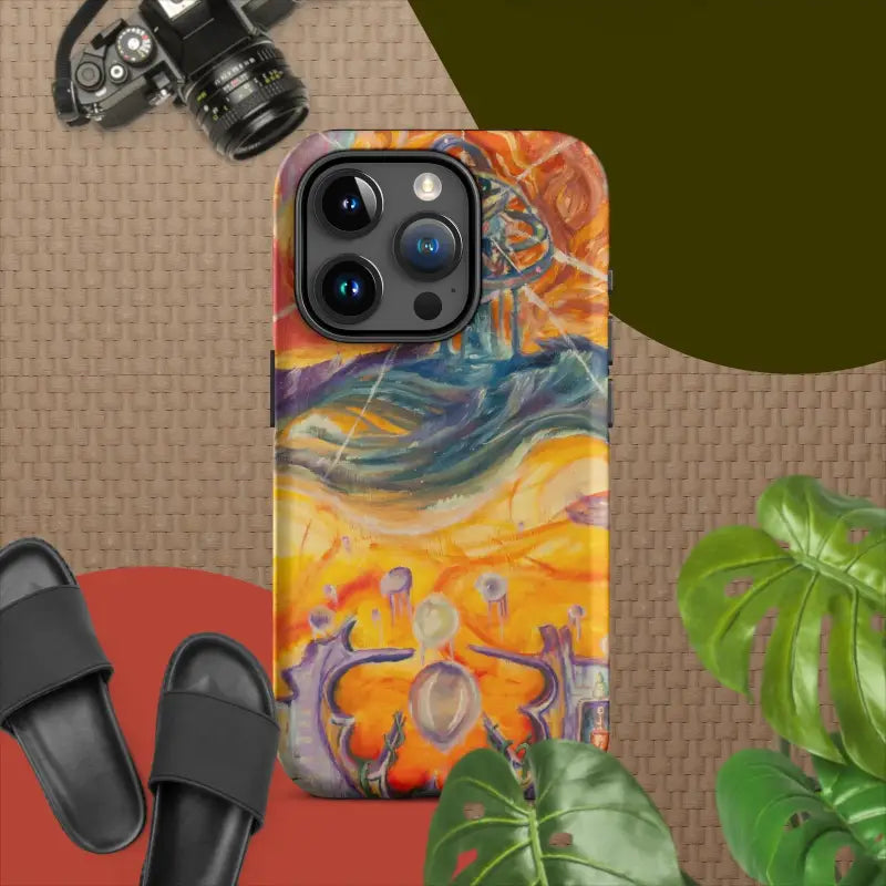 Colorful artistic tough case by Matthew Dye featuring abstract floral designs for iPhone 13 Pro