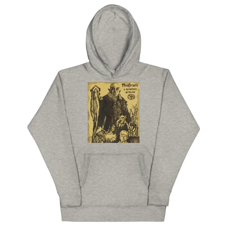 Grey Nosferatu hoodie by Matthew Dye featuring vintage sepia artwork print on front