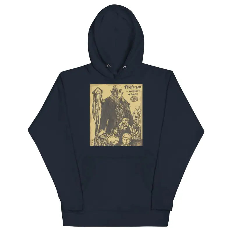 Black hoodie featuring vintage western artwork by Matthew Dye, the Nosferatu Hoodie