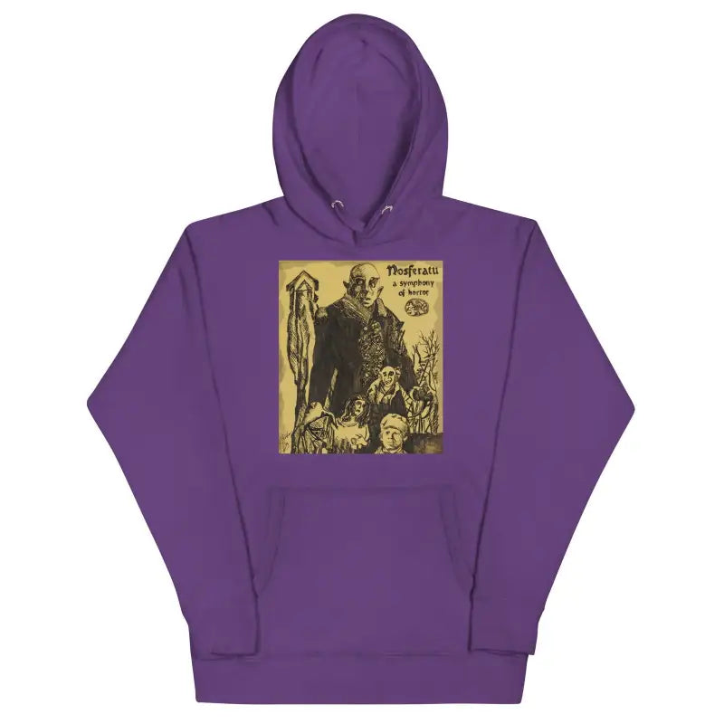 Purple Nosferatu Hoodie featuring vintage horror artwork by Matthew Dye Art