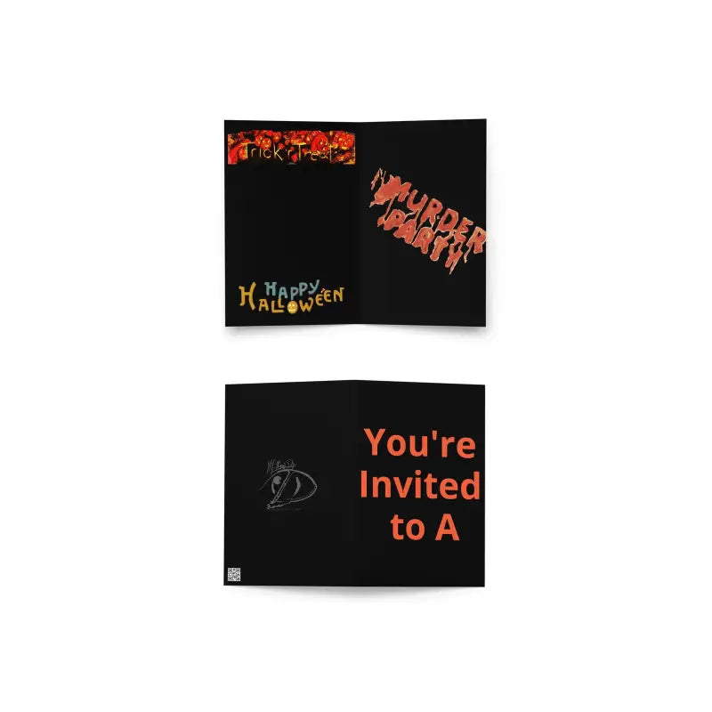 Halloween party invitation card featuring heartfelt sentiments in orange and black text