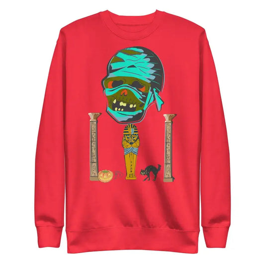 Unisex Mummy Sweatshirt with Egyptian mummy design and turquoise bandages