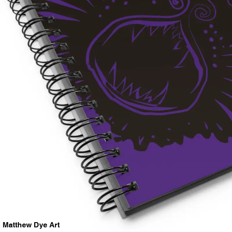 Spiral notebook featuring monster design, Cursed & Creative Ah Kitty for Halloween