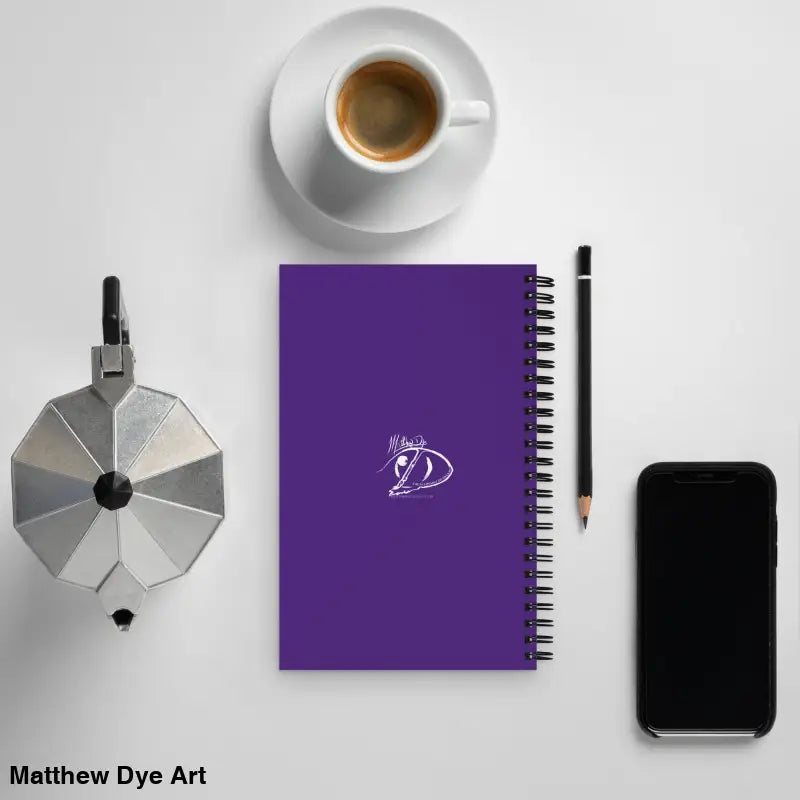 Purple spiral notebook from Ah Kitty, perfect for Halloween creativity with 140 dotted pages