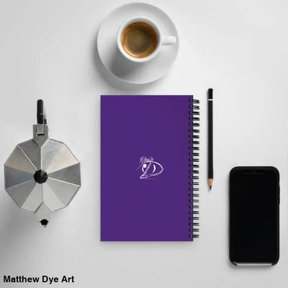 Purple spiral notebook from Ah Kitty, perfect for Halloween creativity with 140 dotted pages