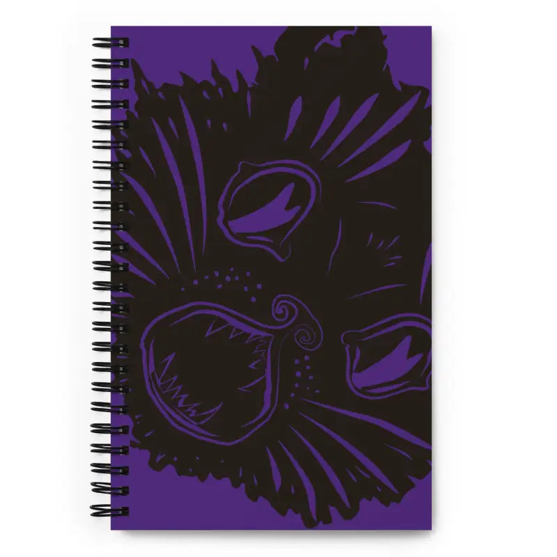 Purple spiral notebook with dark floral design for Cursed & Creative Ah Kitty Halloween theme