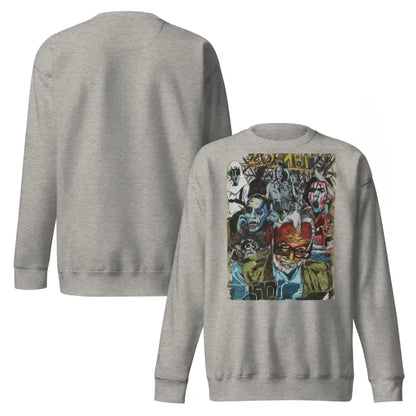 Gray cotton sweatshirt featuring a unique Romero tribute graphic design