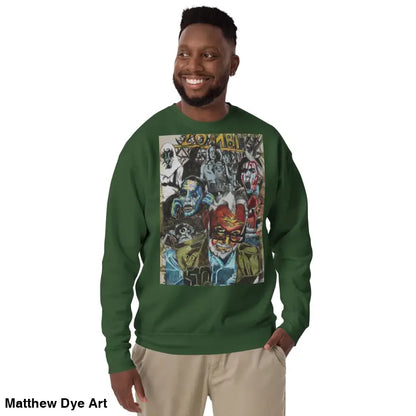 Green cotton graphic sweatshirt from Dead Will Rise, featuring a Romero tribute design