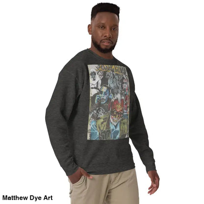 Men’s unique cotton sweatshirt featuring the Dead Will Rise Romero tribute design