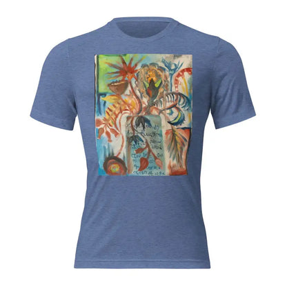 Blue Voynich oil painting unisex t-shirt with abstract art print