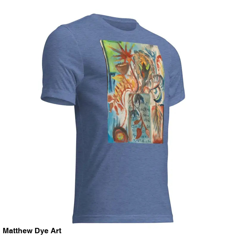 Blue Voynich oil painting unisex t-shirt with tropical print