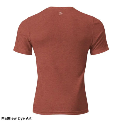 Rust-colored Voynich oil painting unisex tri-blend tee