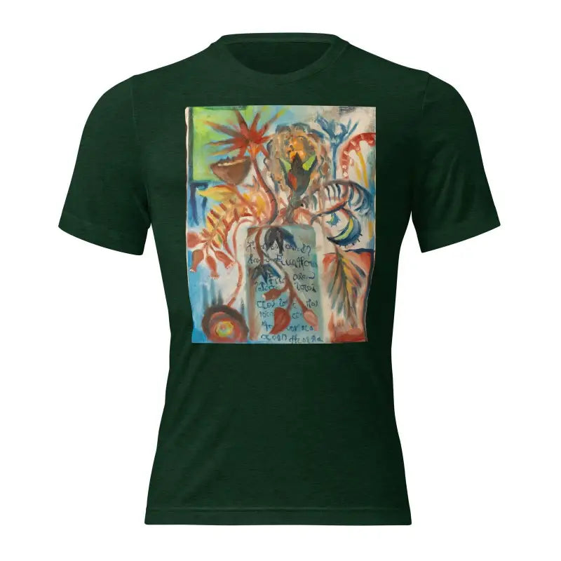 Dark green Voynich oil painting unisex tee harmoniously marries contemporary art