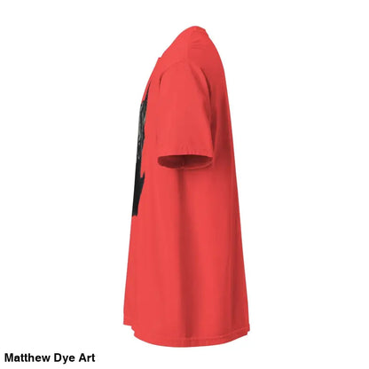 Red short-sleeved unisex garment-dyed heavyweight tee in side view for stylish gifting