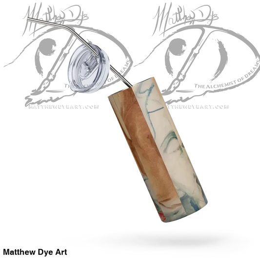 Reusable stainless steel straw with a marble-patterned case for Think & Drink bottle