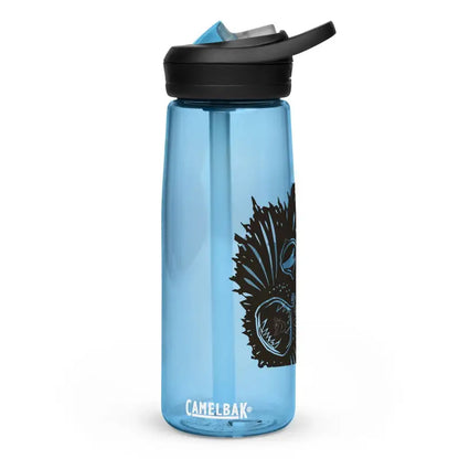 Light blue CamelBak water bottle featuring black wolf design, ideal for Kitty Head Sports