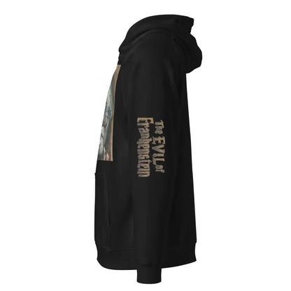 Black hooded sweatshirt with camouflage accents, ideal as a Halloween hoodie for The Evil of Frankenstein