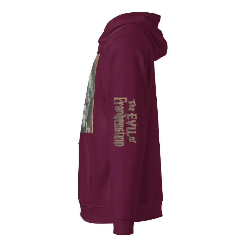 Burgundy Eco Raglan Hoodie with camouflage accents and graphics for a stylish comfort