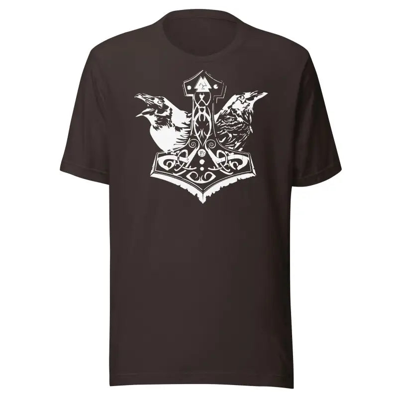 Black t-shirt with Matthew Dye’s white Mjölnir & ravens Norse design