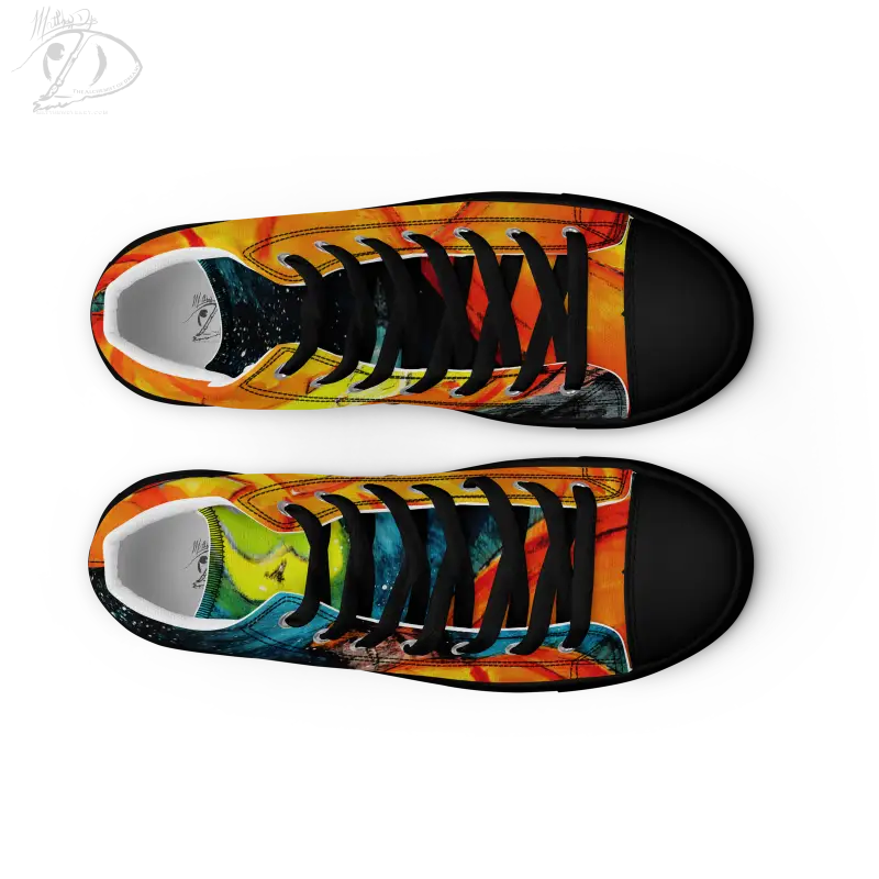 Colorful Cosmic High Top Canvas Shoes with Striking Jack-o’-Lantern Design for Men UK Europe