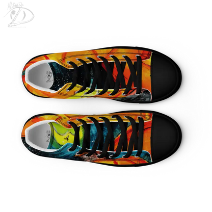 Colorful Cosmic High Top Canvas Shoes with Striking Jack-o’-Lantern Design for Men UK Europe