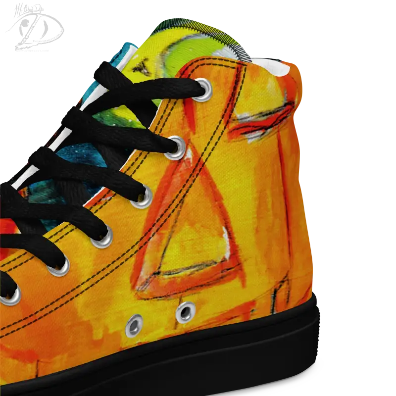 Colorful Cosmic High Top Canvas Shoes with striking Jack-o’-Lantern design for men in UK Europe