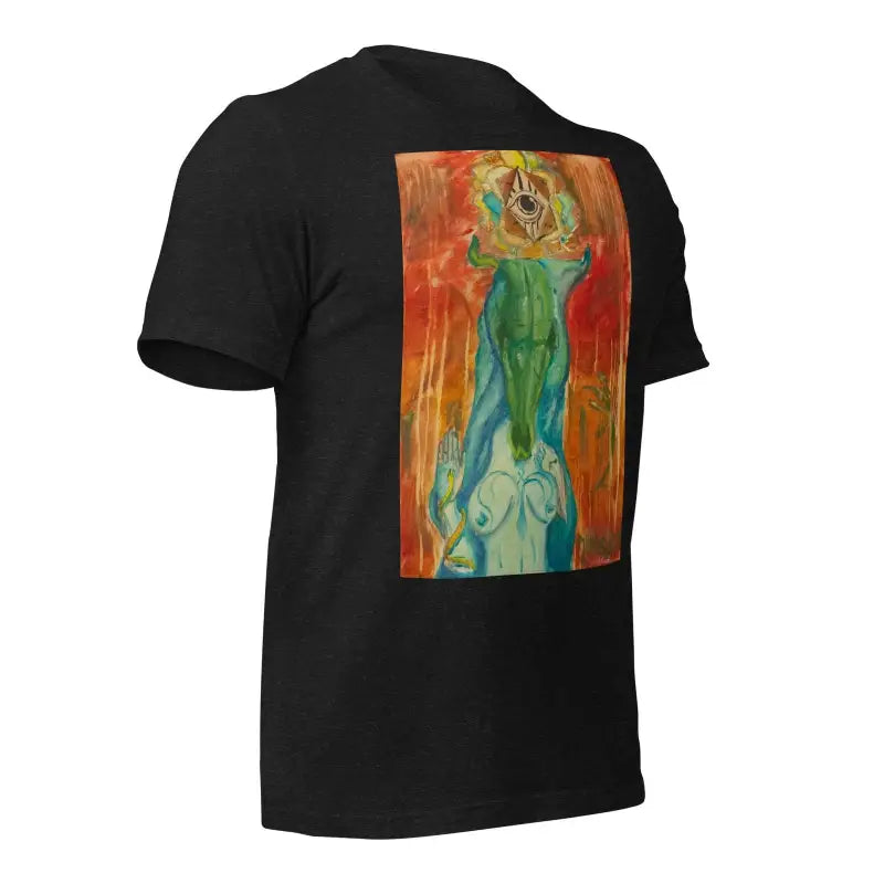 Black Priestess Unisex Jersey in ring-spun cotton with green and orange abstract print