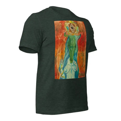 Dark green Priestess Unisex Jersey in ring-spun cotton with abstract watercolor print