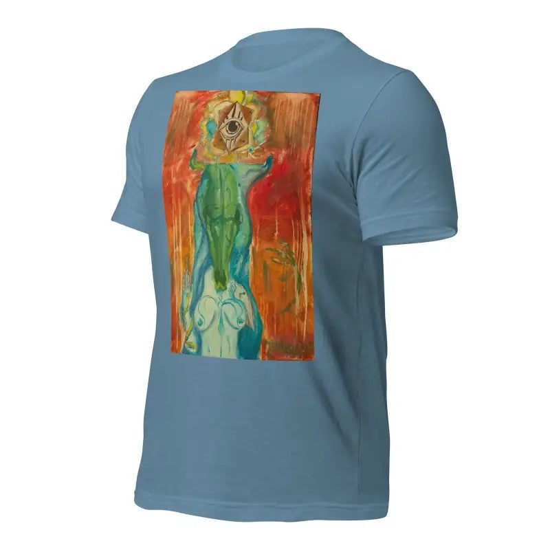 Light blue Priestess Unisex Jersey in ring-spun cotton with abstract artistic print