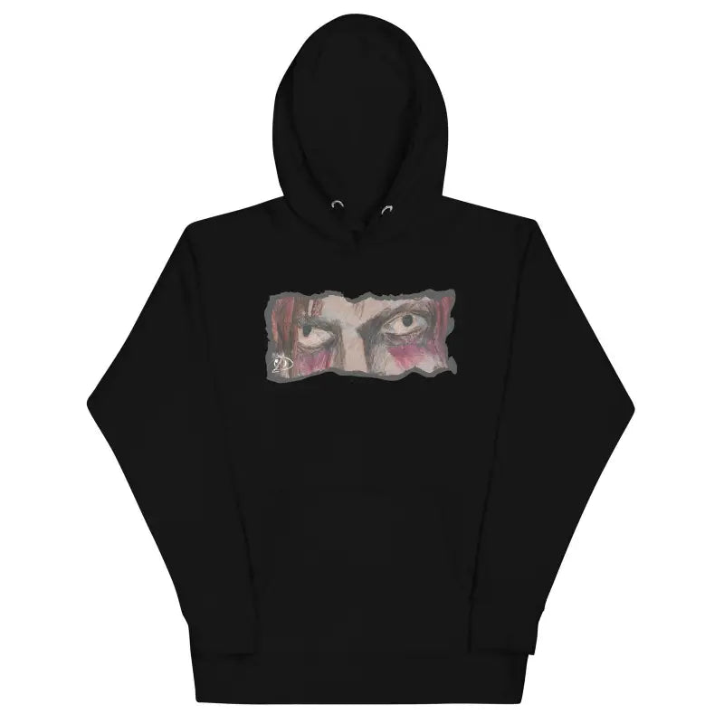 Black hoodie featuring a cool design and pouch pocket for ultimate comfort and style