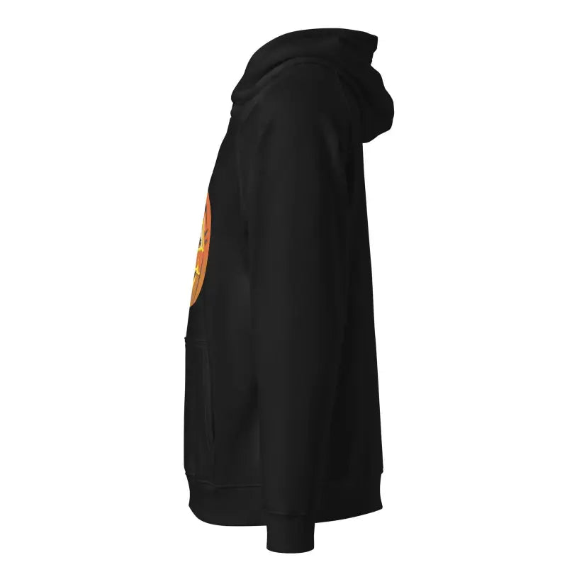 Black hooded sweatshirt with emblem from the Pumpkin Witch Unisex Eco Raglan Hoodie