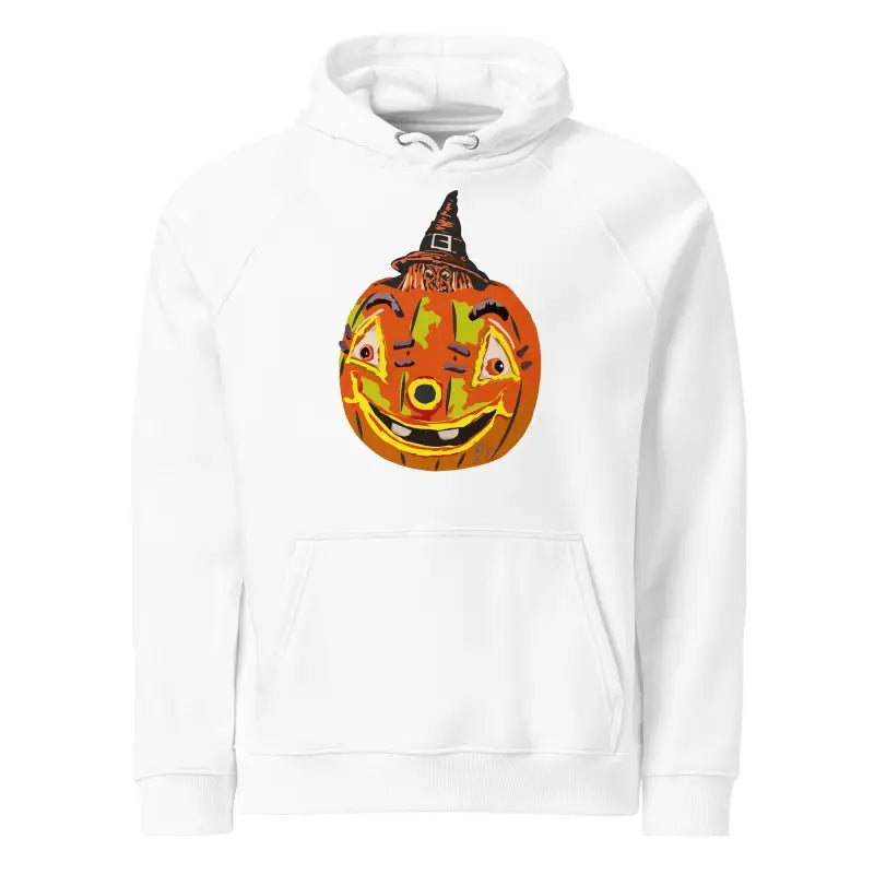 Embrace Autumn Charm with the Pumpkin Witch Unisex Eco Hoodie - White / XS / Clothing