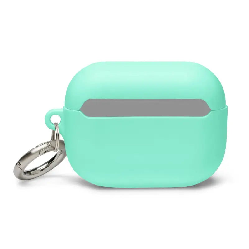 Mint green AirPods Pro case with keyring, part of the Kitty Head Rubber Case collection