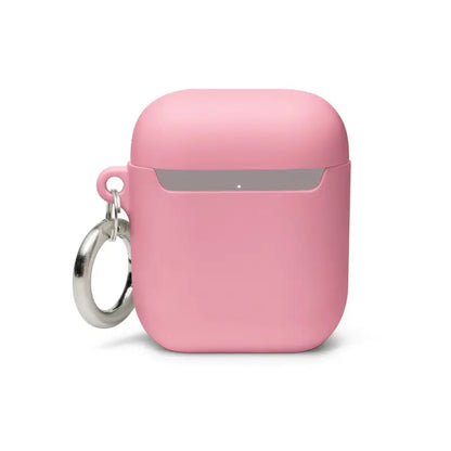 Pink silicone protective case with keyring for AirPods featuring a Kitty Head rubber design