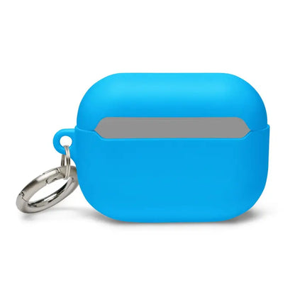 Bright blue kitty head rubber case for AirPods Pro with metal keyring attachment