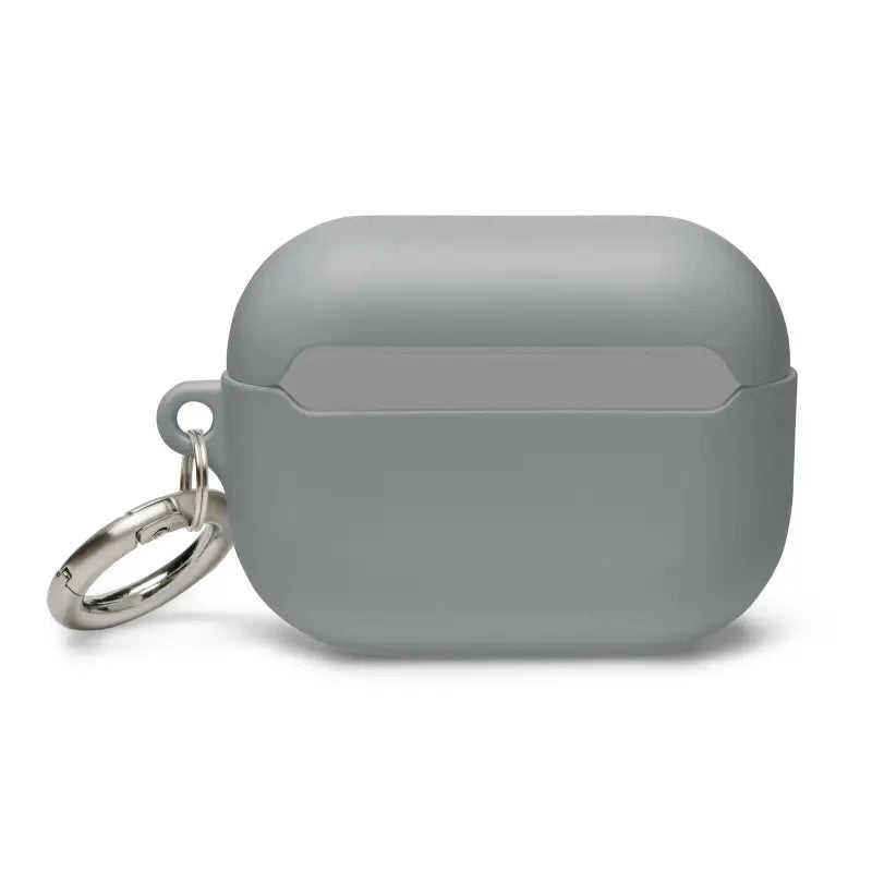 Gray silicone protective case for AirPods Pro with keyring, featuring kitty head rubber design