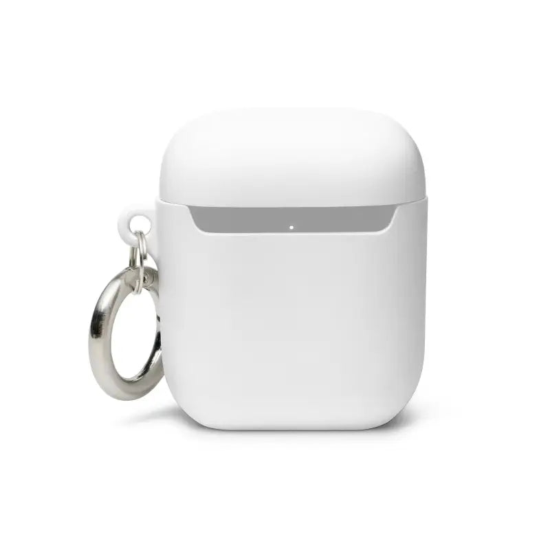 White silicone protective case with keyring for Apple AirPods and kitty head rubber design