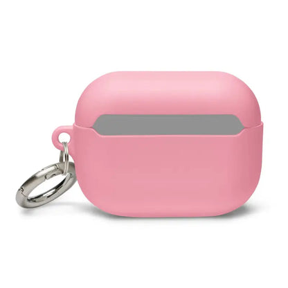 Pink silicone protective case with keyring for AirPods Pro featuring kitty head design