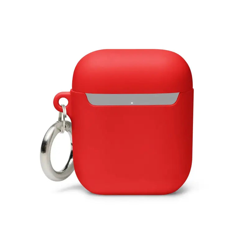 Red silicone protective case for AirPods with kitty head rubber design and keyring