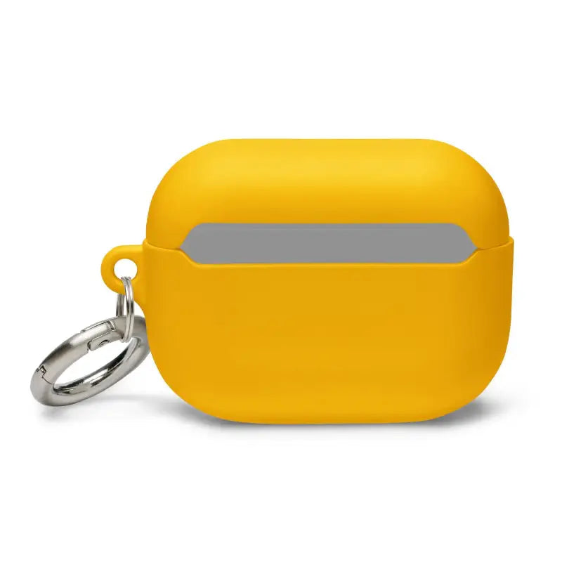 Yellow silicone protective case with keyring for AirPods Pro featuring kitty head design