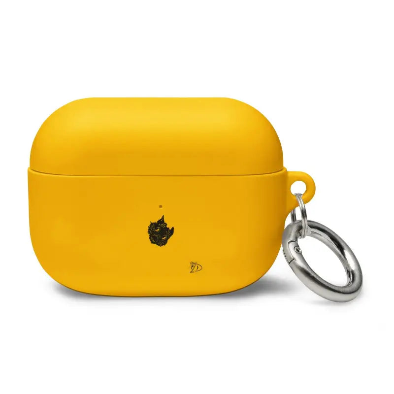 Yellow AirPods Pro case with a keyring, featured in Kitty Head Rubber Case design