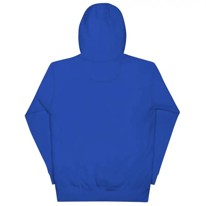 Royal blue unisex hoodie featuring white Mjölnir design, showcasing Norse mythology