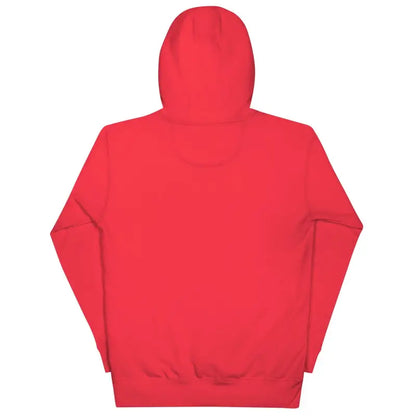 Red hooded sweatshirt back view from Enchanted Treat Smiles Unisex Hoodie collection